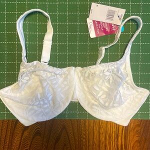 NWT OLGA Sheer Leaves Minimizer Underwire Size 38DD Bra White